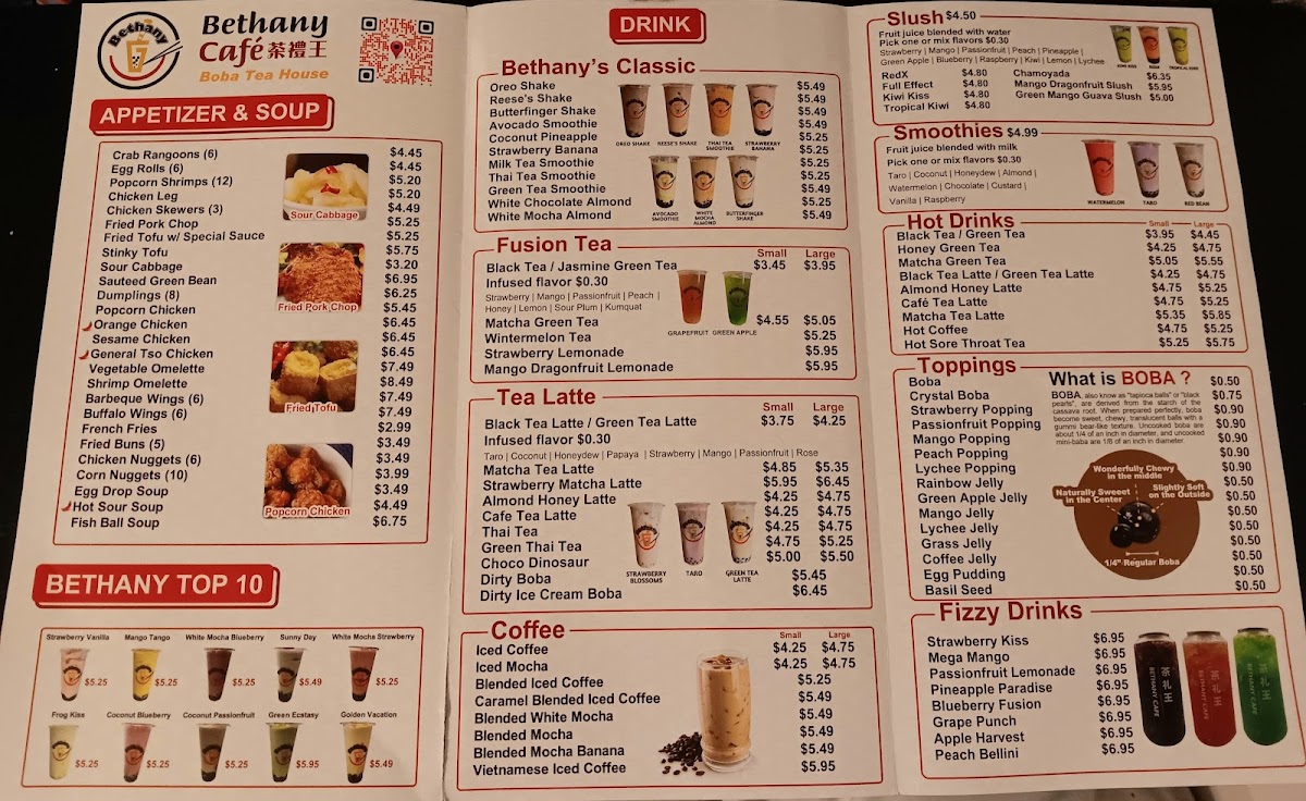 Bethany Cafe Menu - Image 1